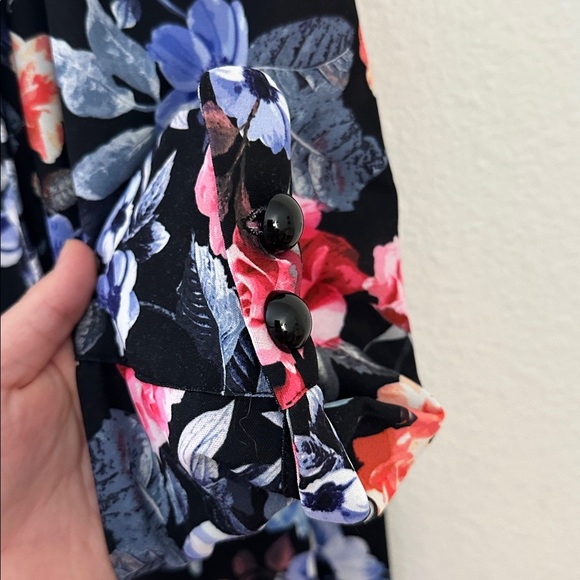 Rebecca Minkoff Black Floral Blouse - Pink and Blue - Picture 5 of 7